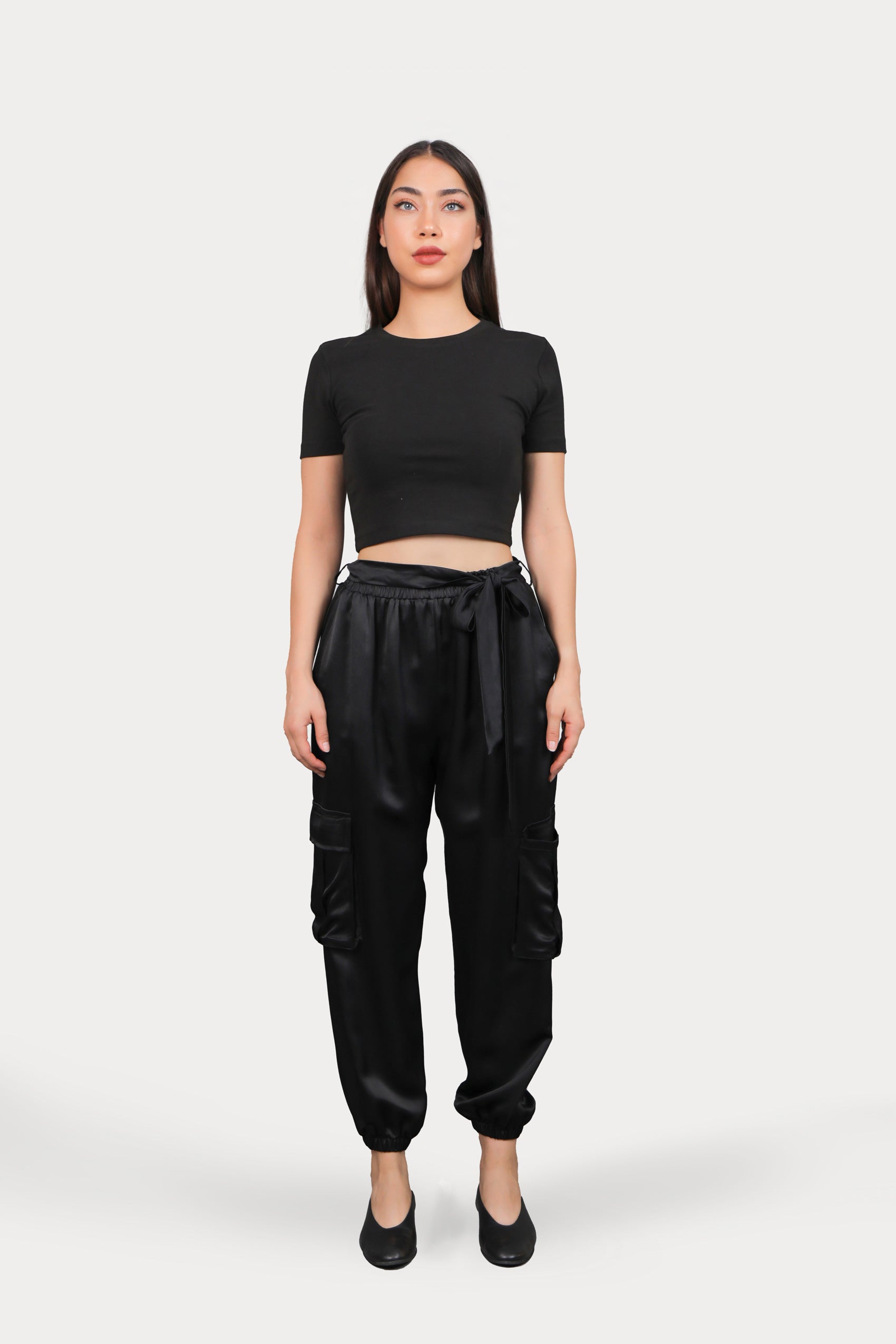 Saten Kargo Cep Pantolon